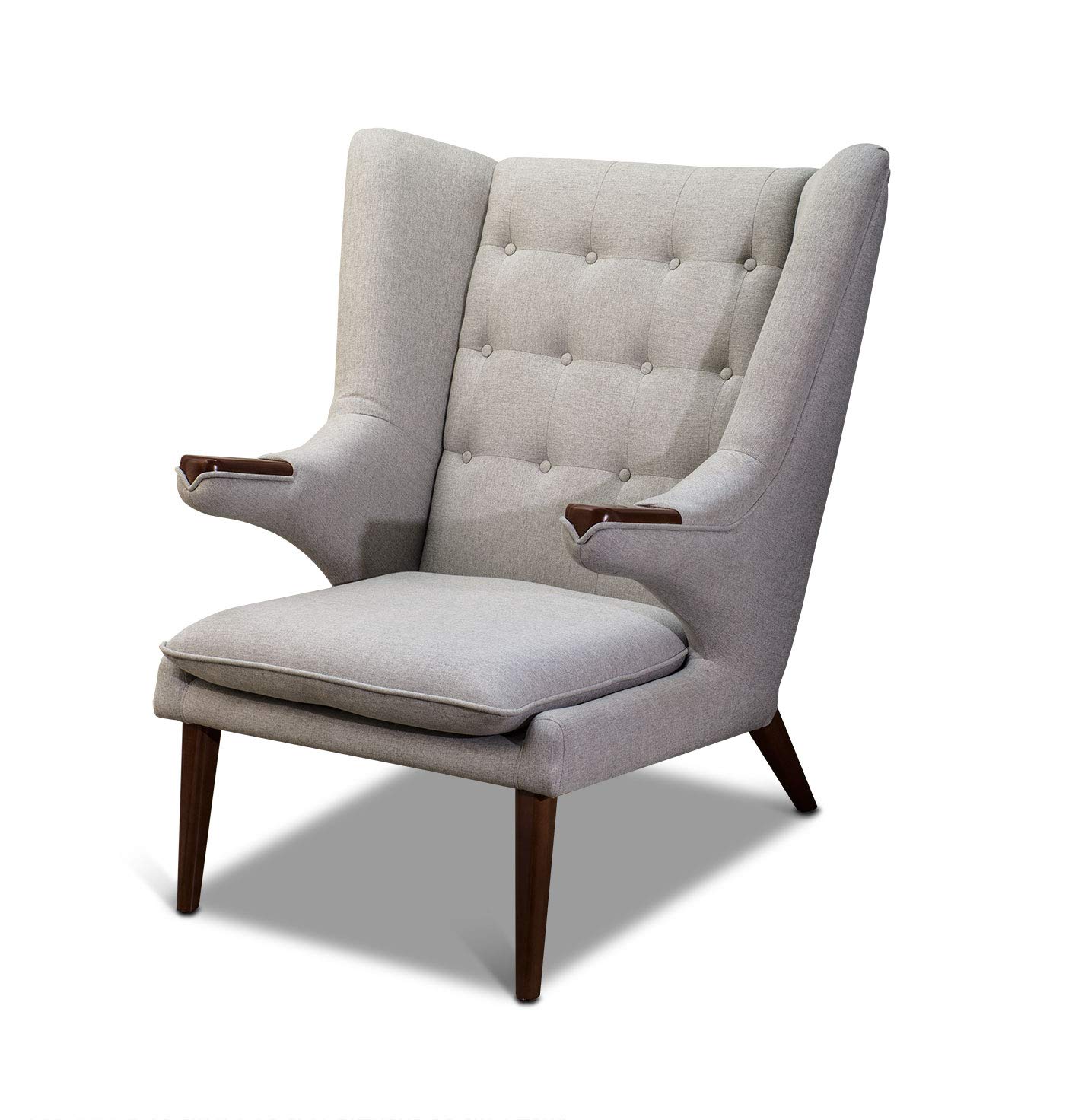 NEUERRAUM Duży fotel z uszami w stylu vintage, fotel z podłokietnikami, z prawdziwego drewna orzecha włoskiego, wysokość 105 cm / 30 kg.