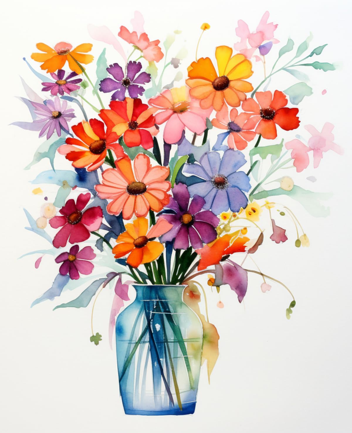 Set Da Ricamo Con Perline Fai-Da-Te Fiori Ad Acquerello Kit Da Ricamo Con Perline Fiori Kit Timbrato A Punto Croce Kit Ricamo A Punto Croce 40x50cm