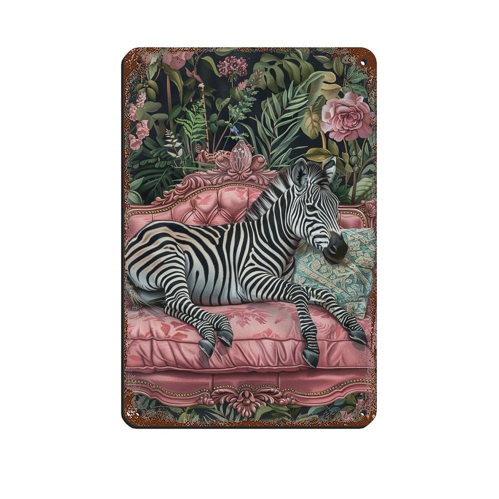 Matisse Zebra On The Sofa Poster Zebra Poster Tin Sign Vintage Metal Pub Club Cafe Bar Home Wall Art Decoration Poster Retro 8x12inch(20x30cm)