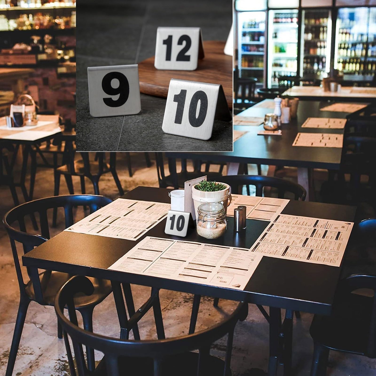 Numeri Tavolo In Acciaio Inox 1-10 – Formato Tenda – Per Ristoranti E Feste