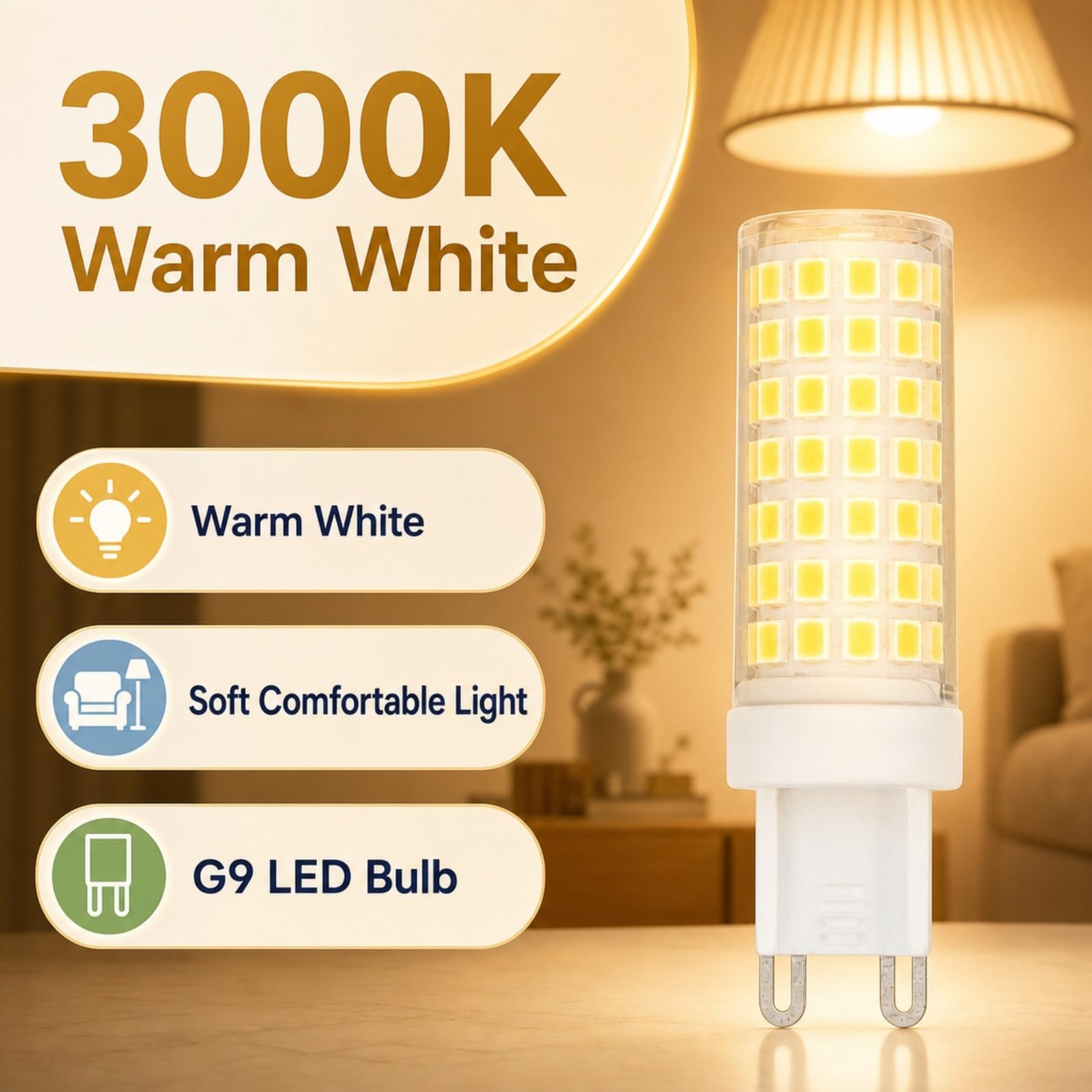 Lampadina LED G9 Luce Calda 3000K 9W Equiv 72W 900lm Risparmio CRI>95 Anti-Sfarfallio Ideale Per Applique Lampadario Sospensione Non Dimmerabile Confezione Da 6