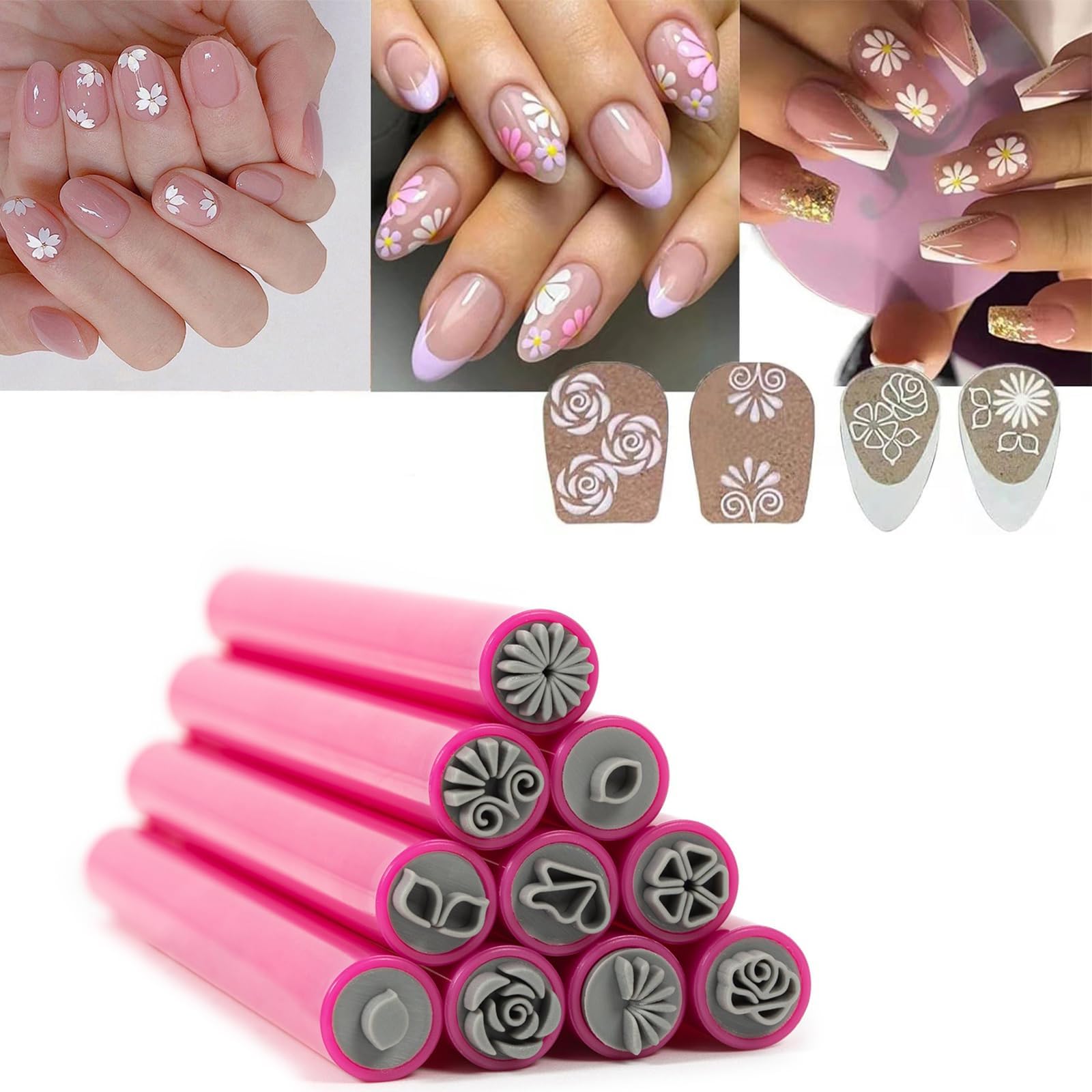 10PCS Nail Art Stamp Pen Set,DIY Nail Art Stamp Pen,Nails Art Flower Stamp Pen,Nail Art Stamping Pens Kit for Girls and Women,Nail Graffiti Nail Art Dotting Design Tools With Floral Patterns