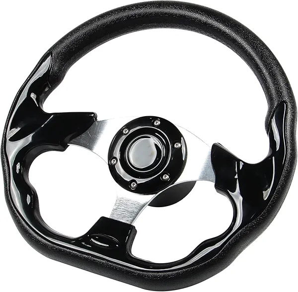 GONMOT 12.5" D-Shaped Boat Steering Wheel with 3/4“ Tapered Shaft, Black Axle Marine Steering Wheel for Seastar and Verad, etc. for Marine Boats, Vessels, Yacht, Pontoon Boat