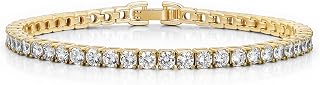 Turandoss 14K-Gold-Plated Tennis Bracelets for Women,Dainty 3MM CZ Bracelet | Classic Cubic Zirconia Tennis Bracelets,Elegant Stack Bracelet,Wedding Bridesmaid Jewelry Gifts,6.5/7/7.5 inch