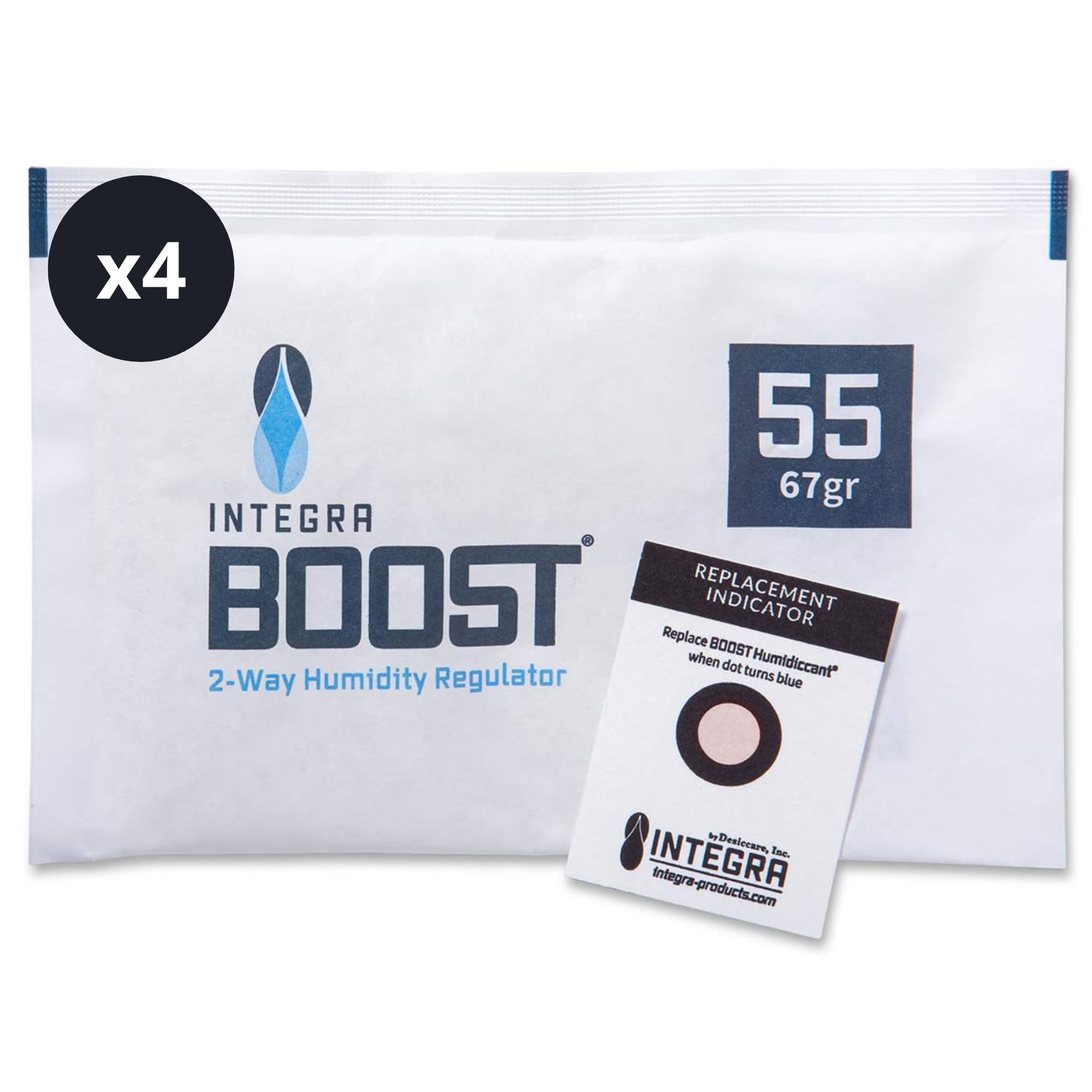 GROWMANIA Integra Boost 55% - 4 Units of 67 g Humidity Regulator - 2-Way Humidifier with Wear Indicator - Lasts up to 3 Months