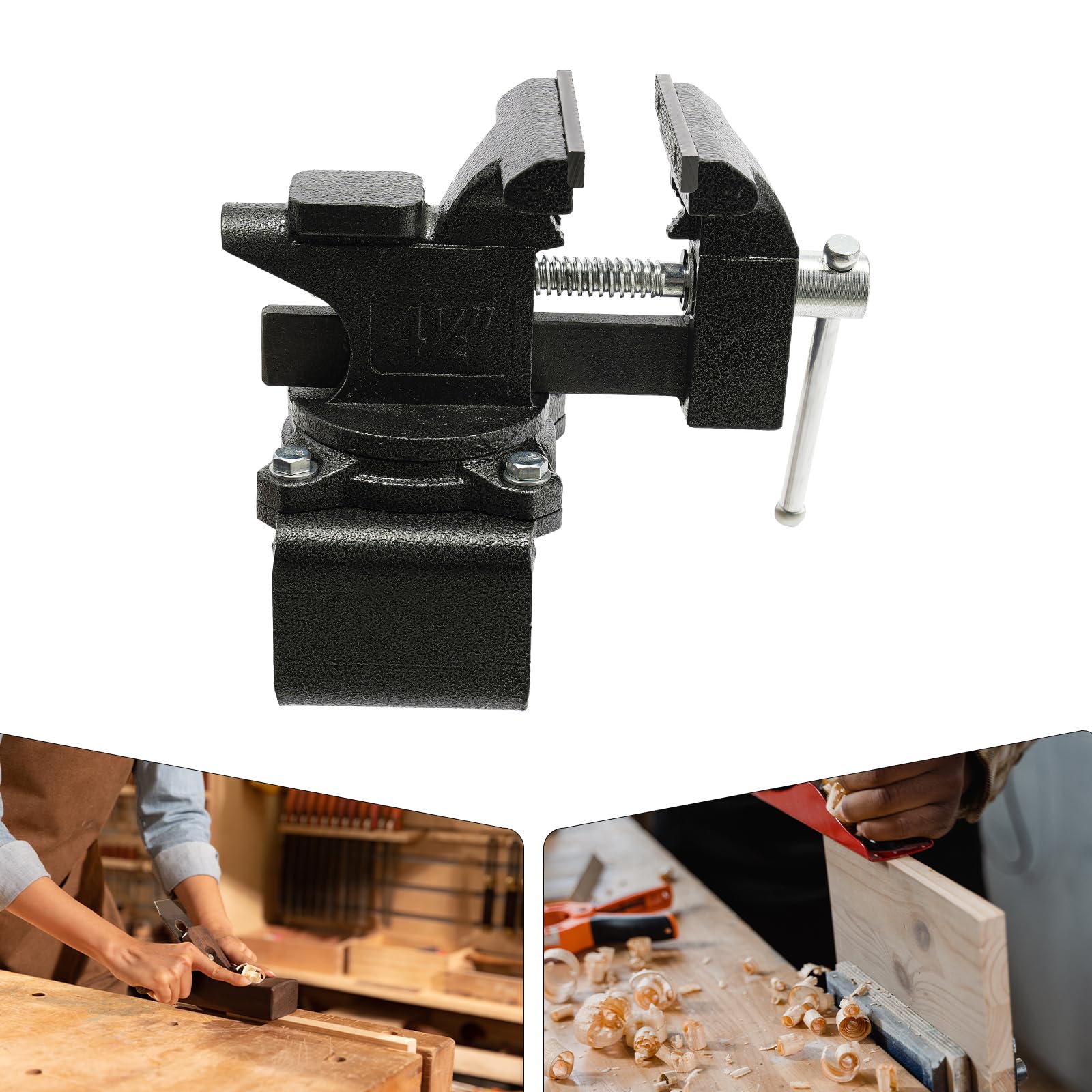Étau Pince Pince Établi Dispositif d'établi en fonte d'acier Montage Étau Étau de montage Étau 270 degrés 100 mm 115 mm Ouverture 55 mm Pinces de table Bois Métal Atelier (Noir, 4,5")