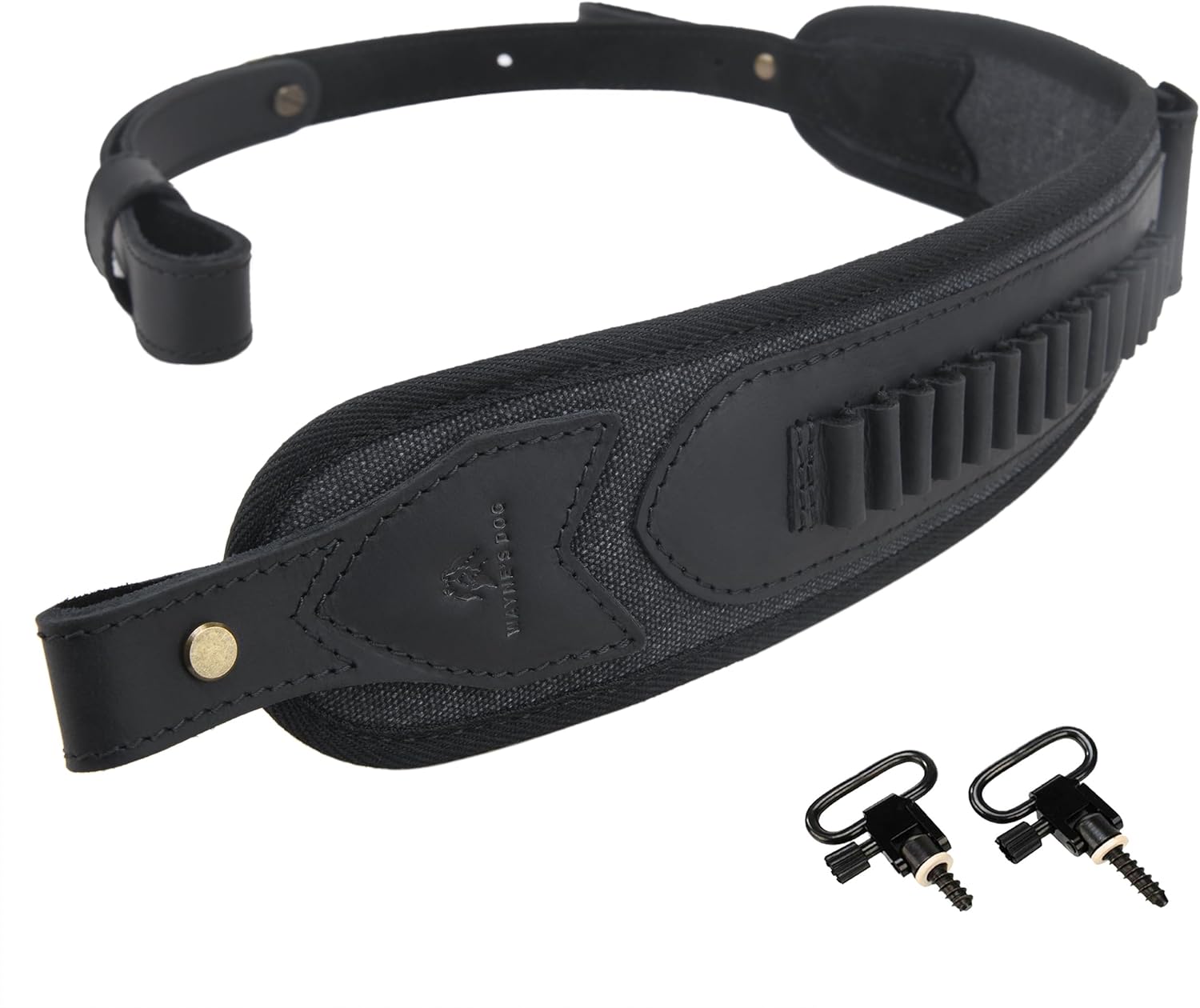 Cartridge Sling for Rifle 17HMR.22LR.22MAG Shell Holder Shoulder Straps Henry 22 (Black Sling+Swivels)