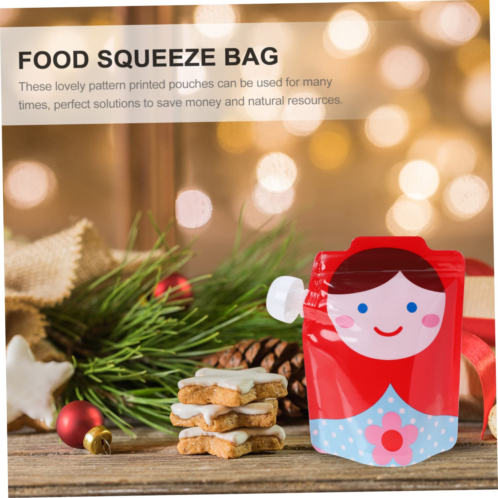 VANZACK 5Pcs Reusable Food Squeeze Pouches Food Bags for Nutritious Meals the Go and Storage for Boy Girl