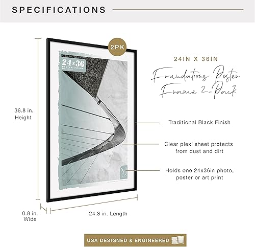 Vista 132 de MCS Gallery Foundation - Marco de póster, marco de fotos para arte de pared, negro, 16 x 20 pulgadas, individual
