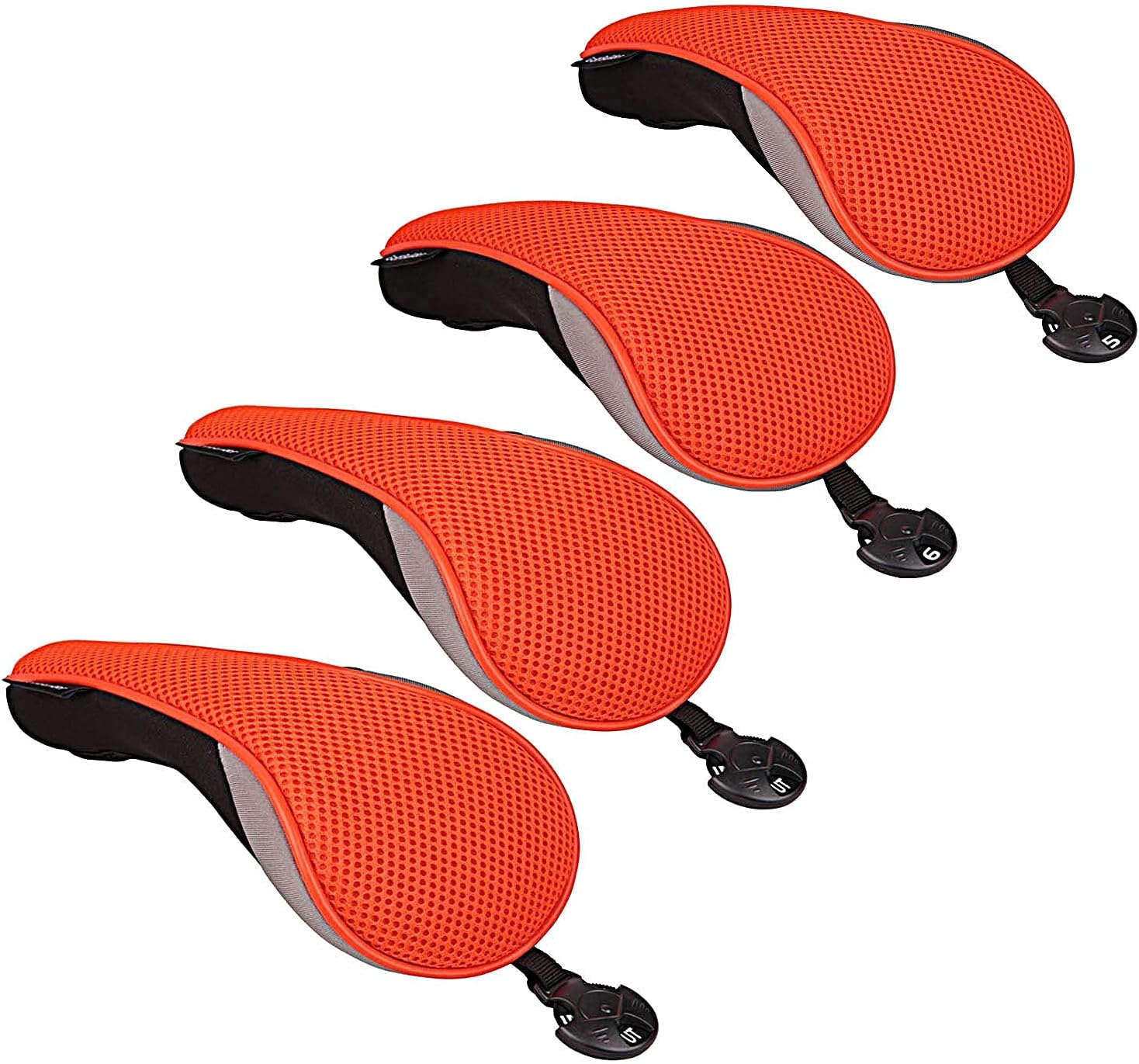 Sword &Shield sports Golf Hybrid Club Head Covers Set of 4 with Interchangeable No. Tag UT Cover (Black) : Everything Else