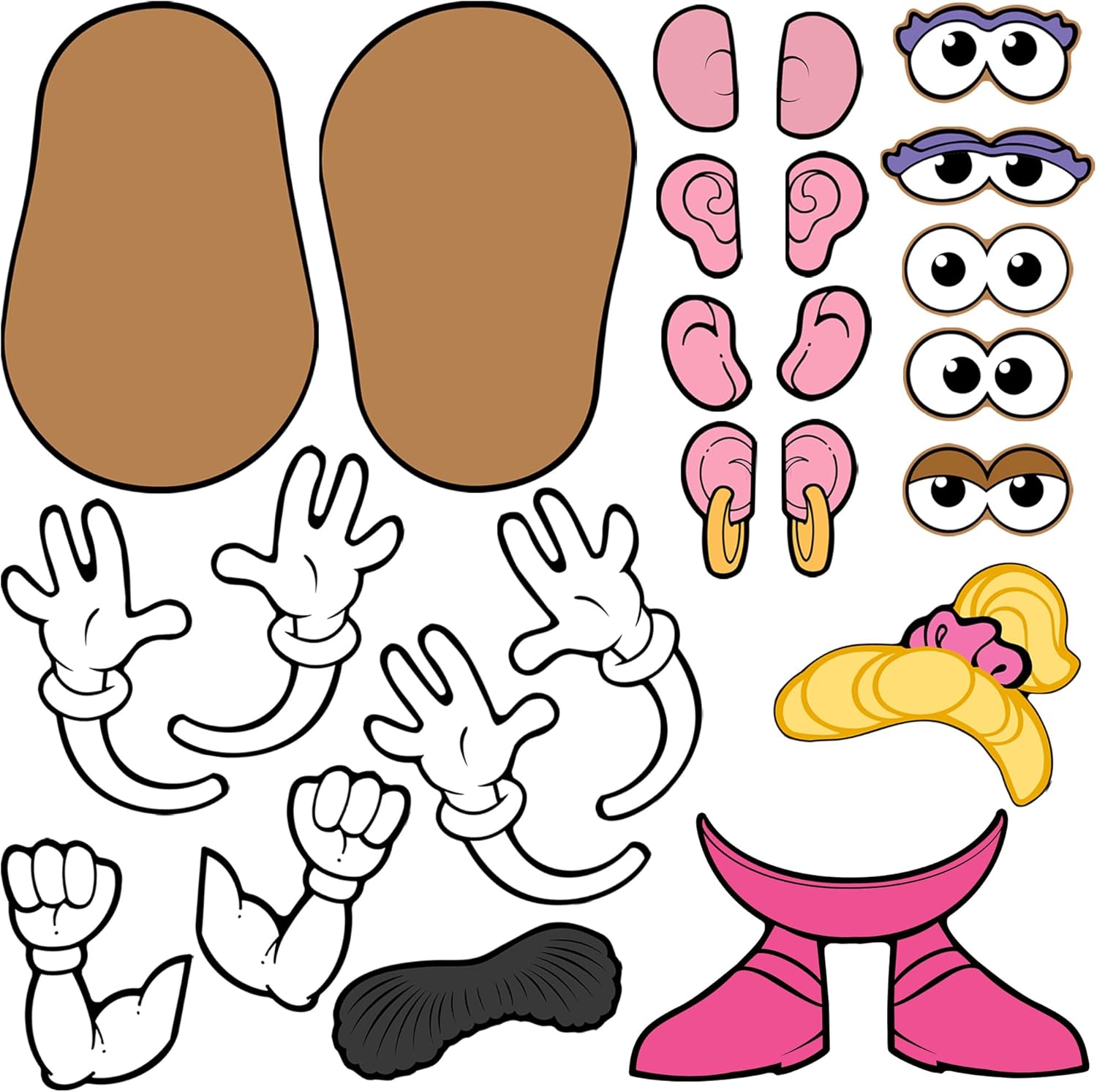 Potato Head Pieces 200ct Large Die-Cut Vinyl Stickers Variety Pack – Premium Indoor & Outdoor Decals for Laptop, Water Bottle, Tablet, Skateboard & More