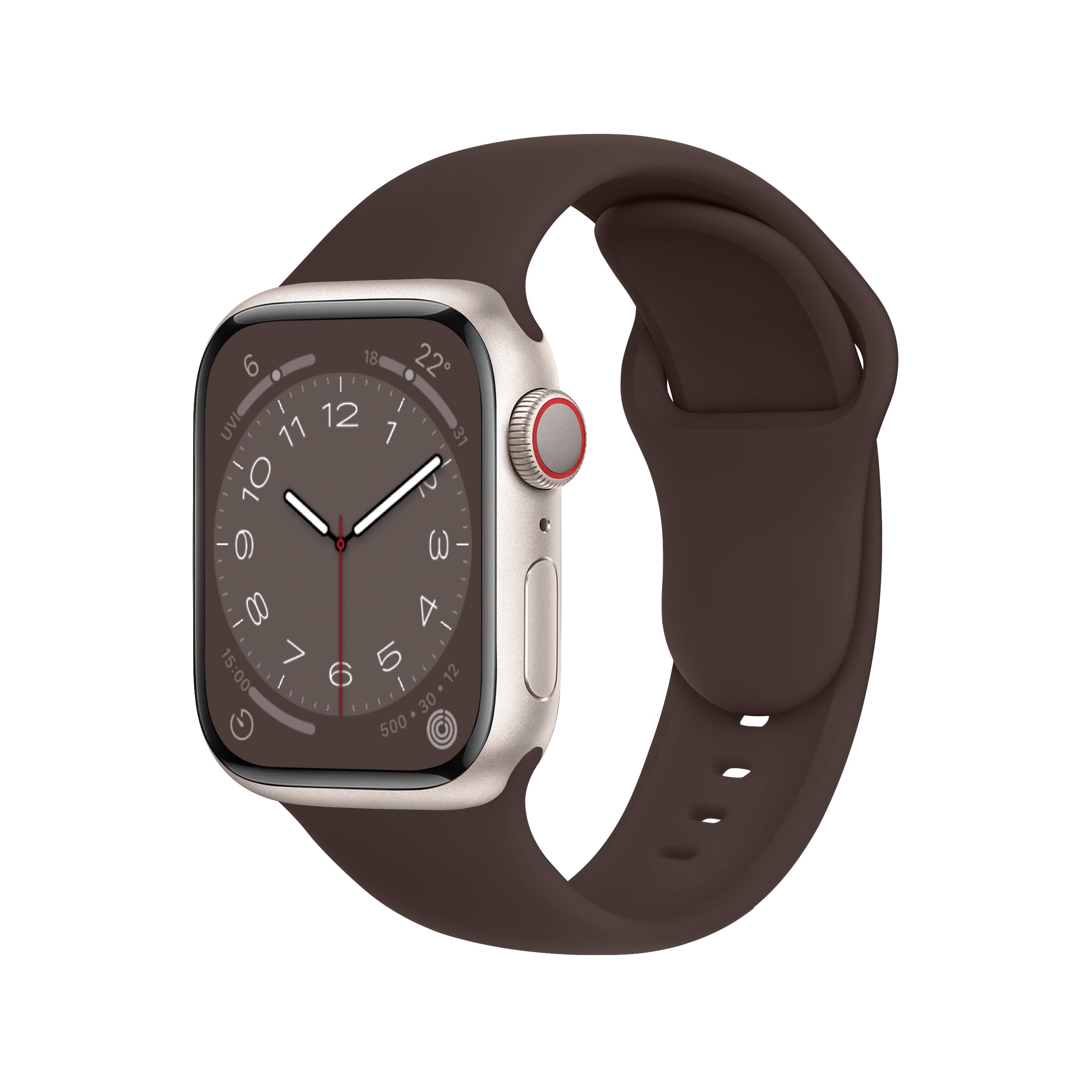 ELETTRONEO SBC1 Cinturino per Apple Watch Ultra 2 49mm, Serie 10 46mm, 9 8 7 45mm 41mm, SE 6 5 4 44mm 40mm, 3 2 1 42mm 38mm Donna Uomo Band Bracciale Sport Silicone, Caffè