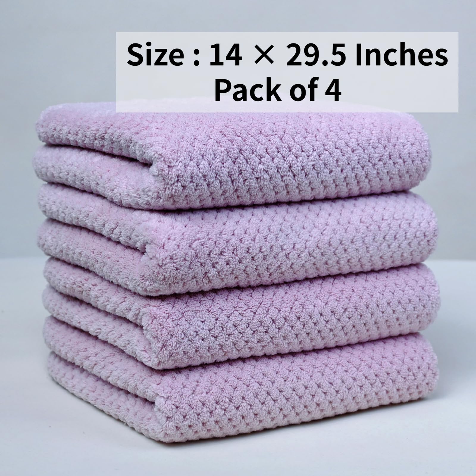 Juego de 4 toallas de mano de microfibra (14 x 29.5 pulgadas), extraabsorbentes, de secado rápido, multiusos, para baño, gimnasio, fitness, deportes, yoga y spa (lavanda)