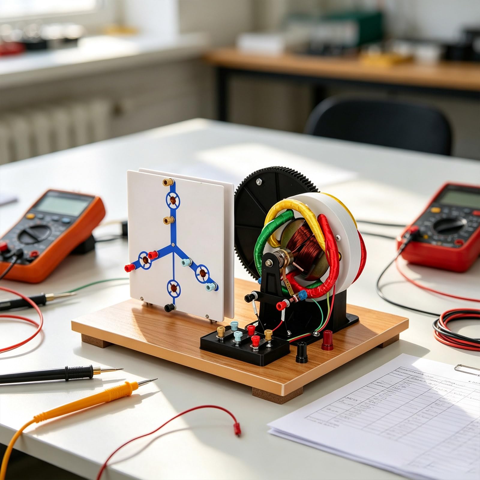 Generador de experimentos de circuito de física con manivela manual
