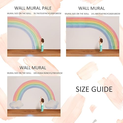 Miniatura 7 de funlife Adhesivos murales de pared grandes de arcoíris para despegar y pegar, calcomanías de pared de nubes precortadas gigantes y vibrantes