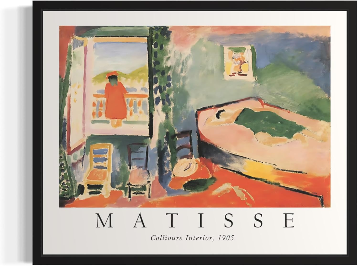 Red Rug Matisse Art Print Poster, Henri Matisse Wall Art Exhibition For Wall Decor, Decor Bedroom Bathroom Living Room 65 (Red Rug, 11 x 14 inches, Black Frame)