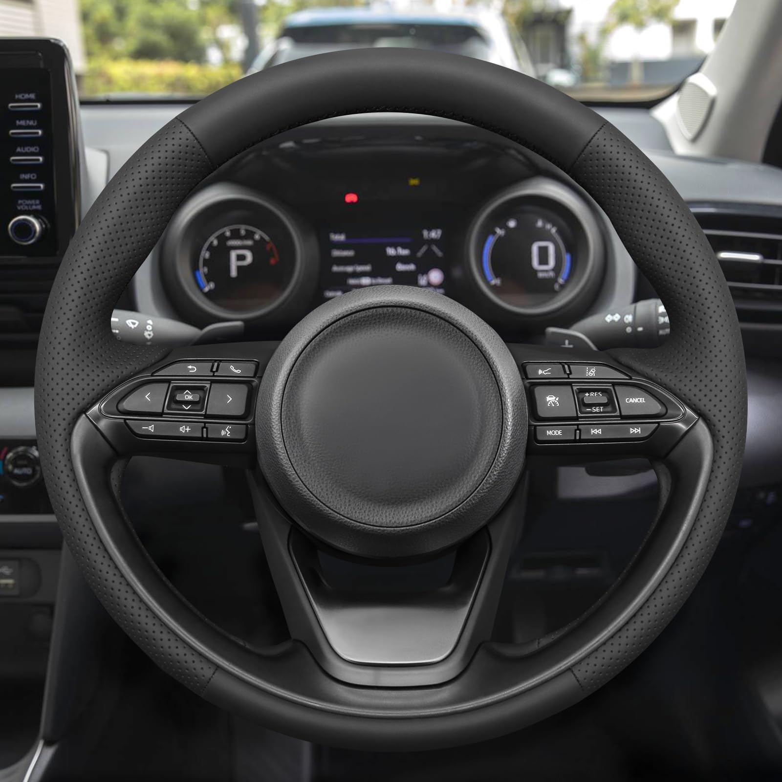 MEWANT Fundas para Volante de Coche Cosida a Mano para Toyota Yaris IV (XP210) 2020-2024 / Yaris Cross 2021-2024 / Aygo X 2022-2024 | Volante de Coche Cosida a Mano / Toyota Yaris IV (XP210) 2020-2024 / Yaris Cross 2021-2024 / Aygo X 2022-2024 Transpirabl