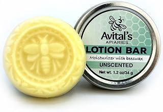 Avitals Unscented Lotion Bar – Solid Moisturizer with Beeswax, Shea Butter & Avocado Oil – No Fragrance, Just Results – For Sensitive Skin, Hard-Working Hands, and On-the-Go Hydration