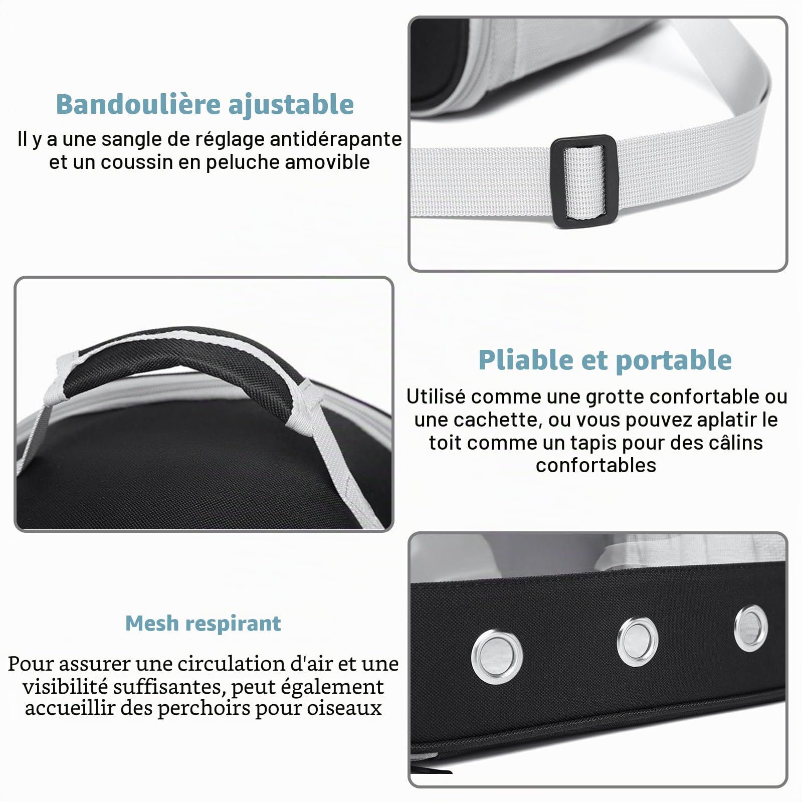 Petit Sac de Transport pour Animaux de Compagnie avec Ouverture Latérale - Boîte Pliable pour Chats, Oiseaux, Chatons et Chiots