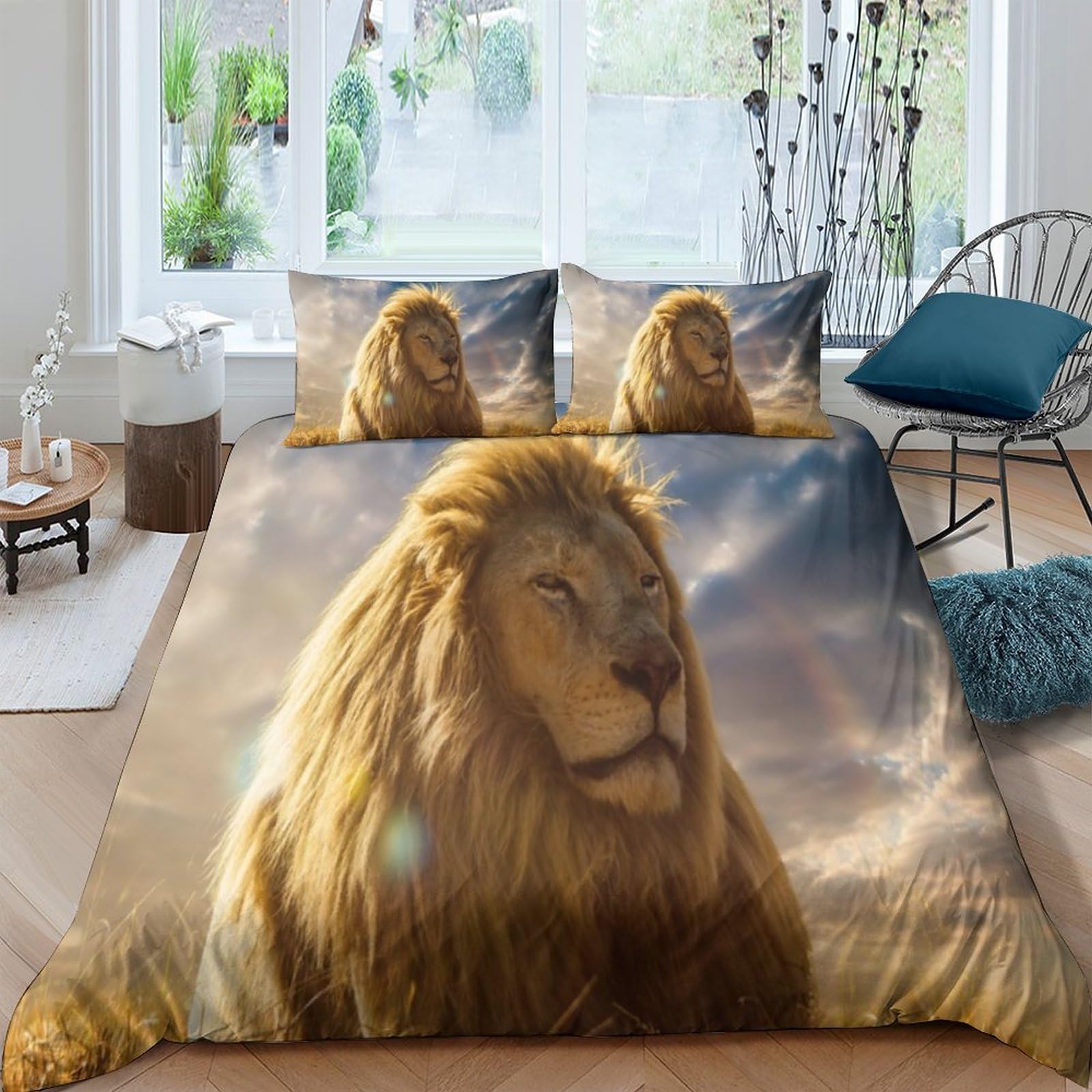 Funda edredón animales 3D antiarrugas microfibra con cremallera fácil de lavar 200x200cm