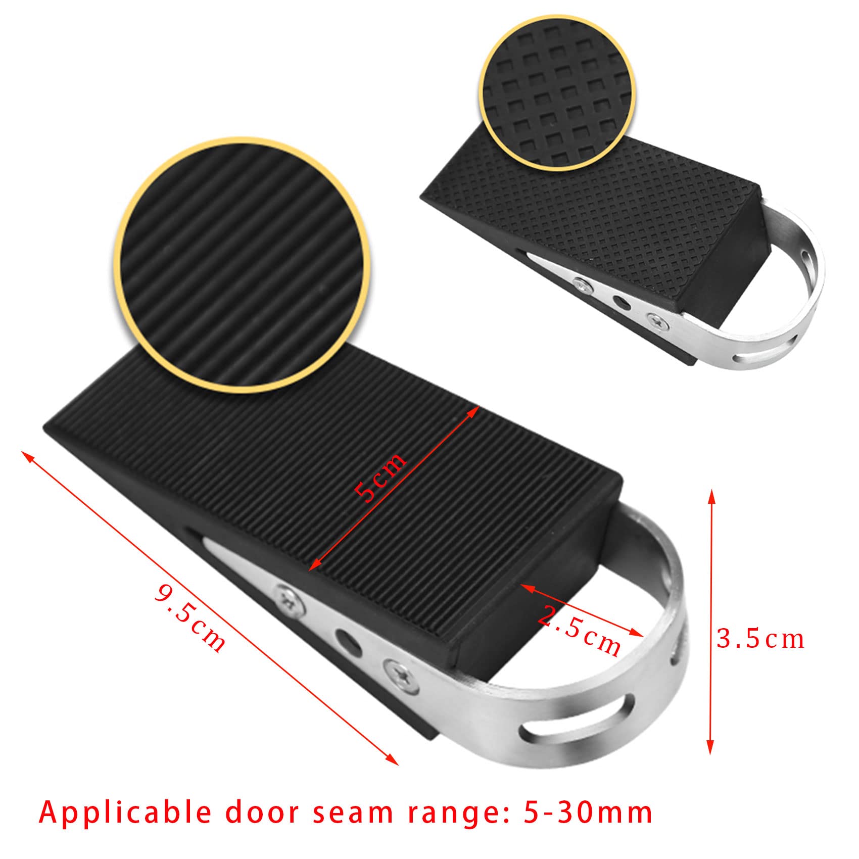 Fermaporta In Gomma - 2 Pezzi, Antiscivolo, Per Porte Di Casa E Ufficio - Foto 6