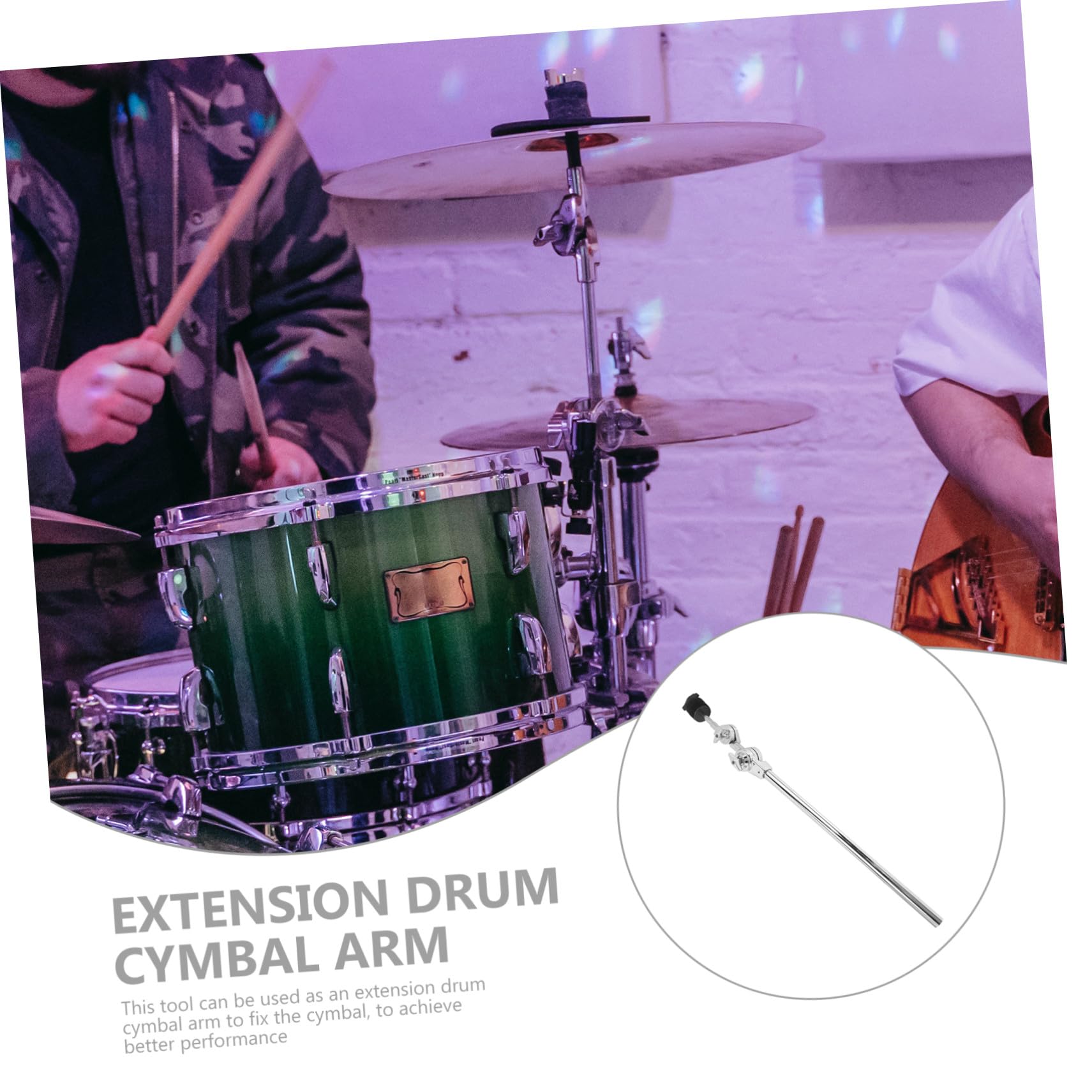 Beaupretty Soporte de Clip de Extensión para Platillos Brazo de Soporte Metálico Ajustable de Instrumento de Percusión para Escenario de Batería