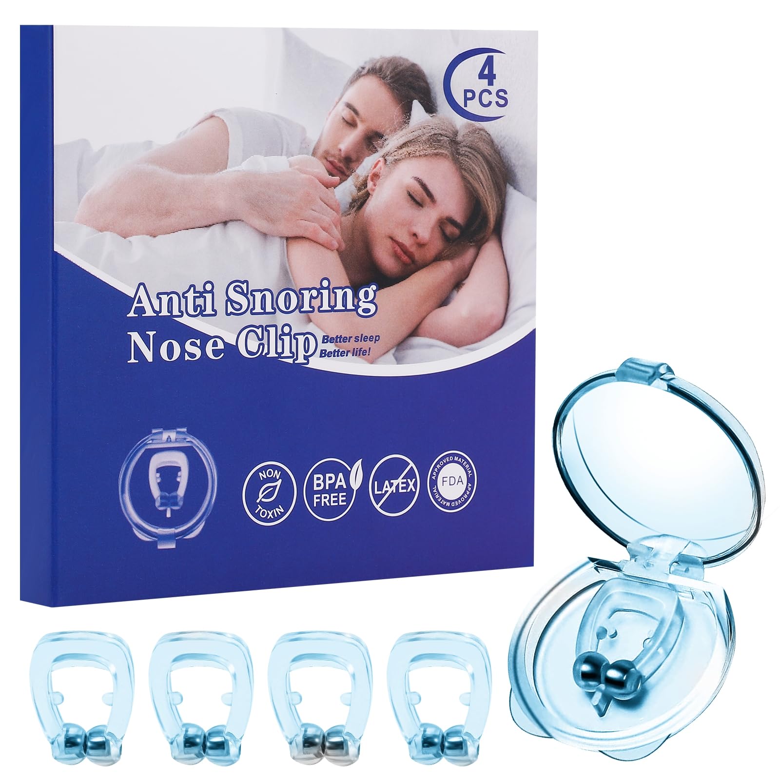 Anti Snoring Devices Snore Stopper with Adjustable Magnet Silicone Nose Clip Stop Snoring Effective to Relieve Snoring Snoring