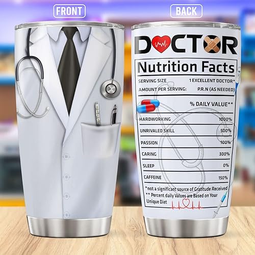 Miniatura 2 de Vaso de café para médicos, vaso de agradecimiento a los médicos, vasos de acero inoxidable, vaso aislado de vino, taza de 20 onzas, regalos de