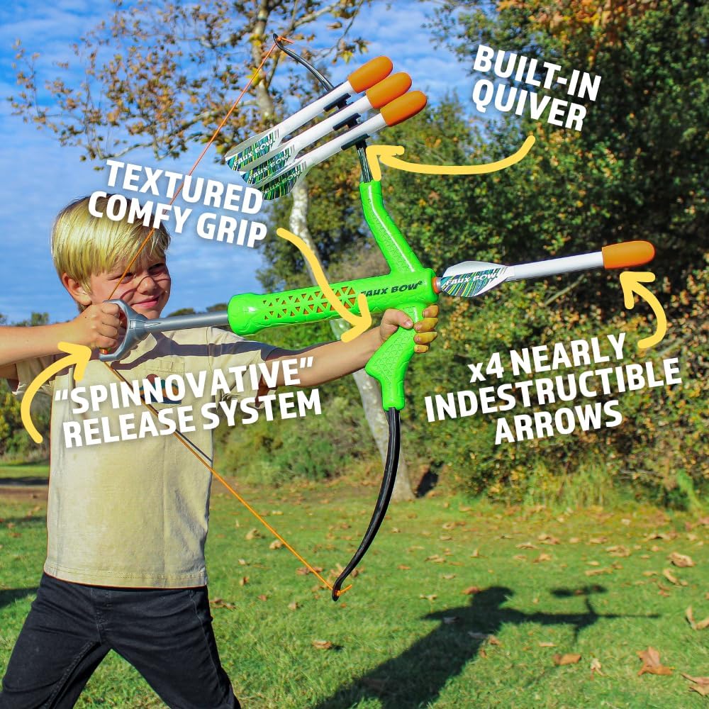 Original and Superior FAUX BOW - Kids Bow and Arrow Set - Durable Impact Foam Tip Arrows - Outdoor Toy for Girls and Boys - Perfect for Backyard Target Practice - Beware of Imitations image 2 of 6 B00ZL85BXM