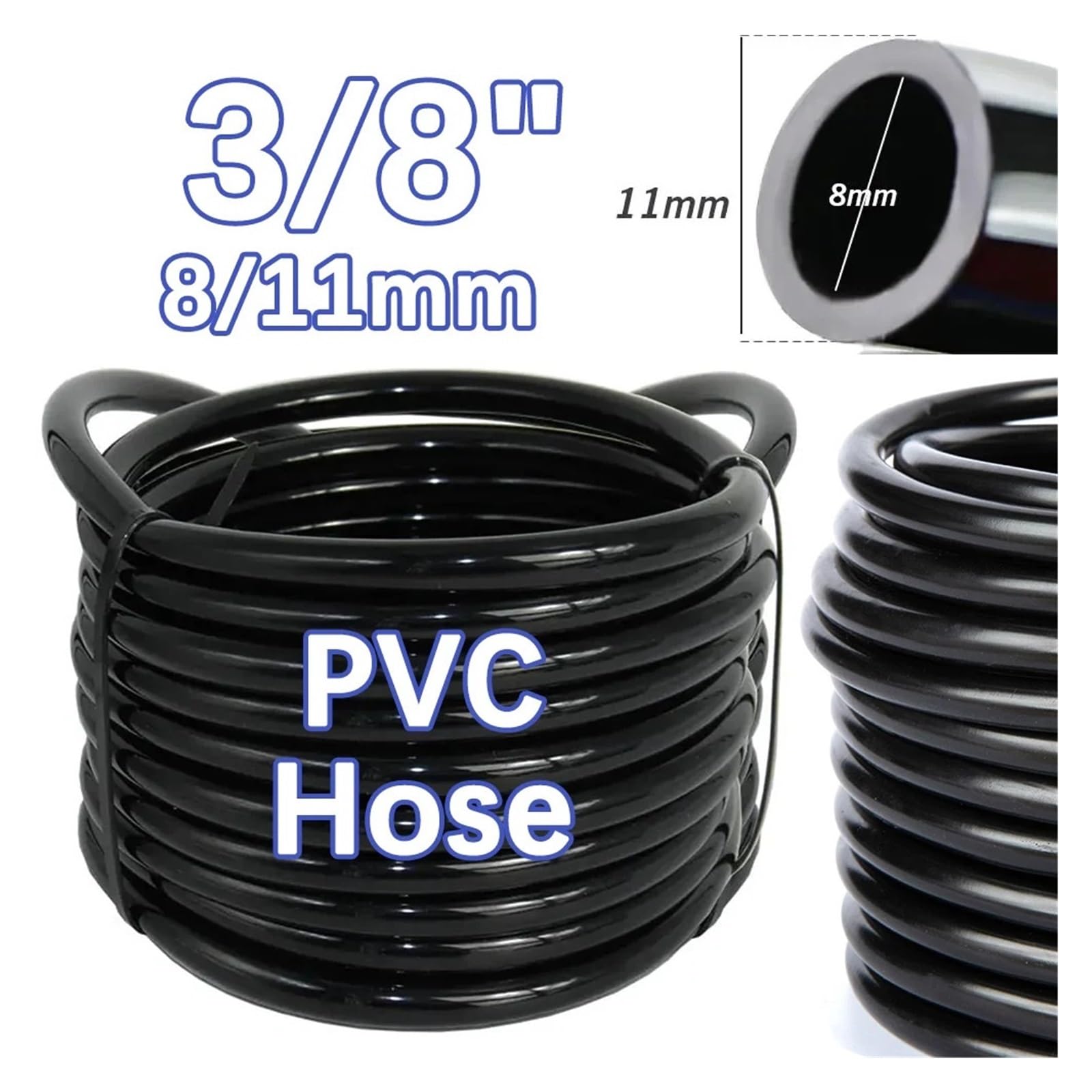Tubo flessibile in PVC resistente da 3/8" 8/11 mm for prato, piante in vaso, serra, di irrigazione a goccia fai da te, forniture for l'irrigazione del giardino(20M)