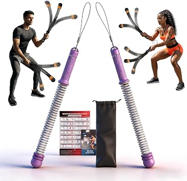 Adjustable Ropeless Battle Ropes Trainer, Cordless Battle Ropes for Home Gym with Poster, Workout Exercise Rope for Strength Building, HIIT and Low-Impact Aerobic Training for Men & Women Purple