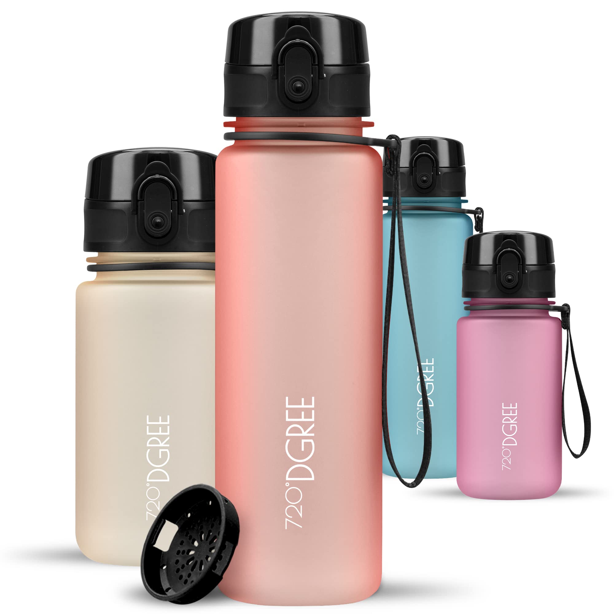 720°DGREE Water Bottle Kids 500ml “uberBottle“ softTouch +Sieve - BPA-Free Tritan, Leakproof, Reusable Drinking Bottle - Waterbottle for Children, School, Playground, Boys, Girls, Handbag, Sport, Bike — image 1
