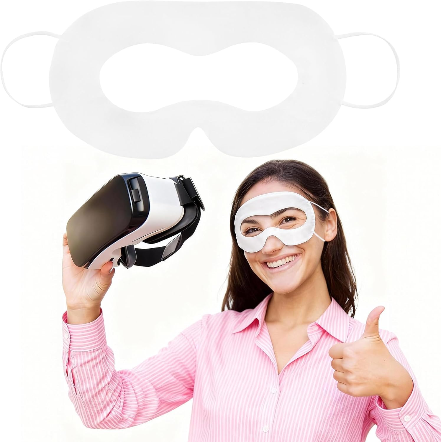 VR Face Cover Disposable Hygiene VR Face Eyes Mask Pads Facial Interface for Meta VR Devices 3/3S/2, Accessories for Apple Vision Pro (Set 100, White)