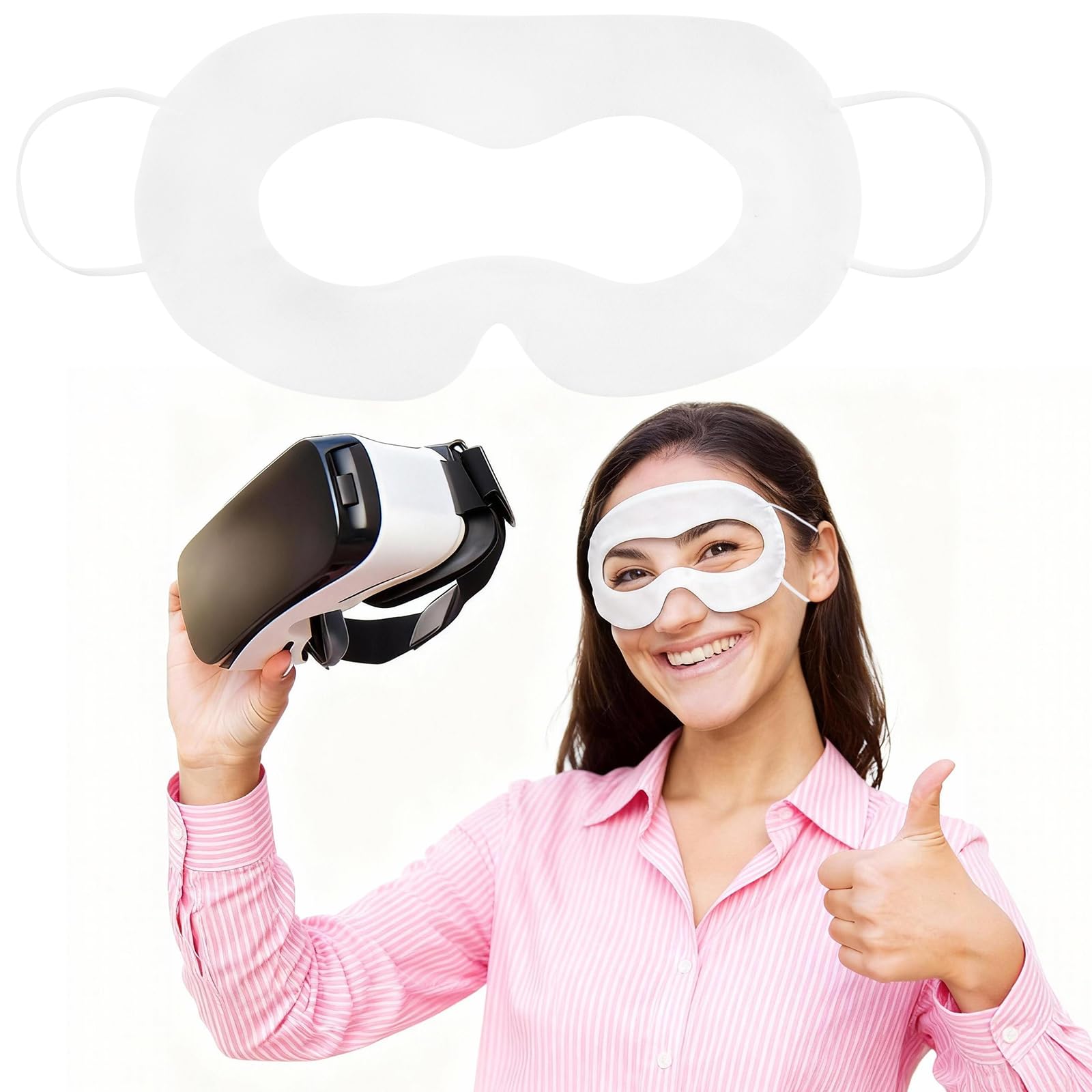 VR Face Cover Disposable Hygiene VR Face Eyes Mask Pads Facial Interface for Meta VR Devices 3/3S/2, Accessories for Apple Vision Pro (Set 100, White)