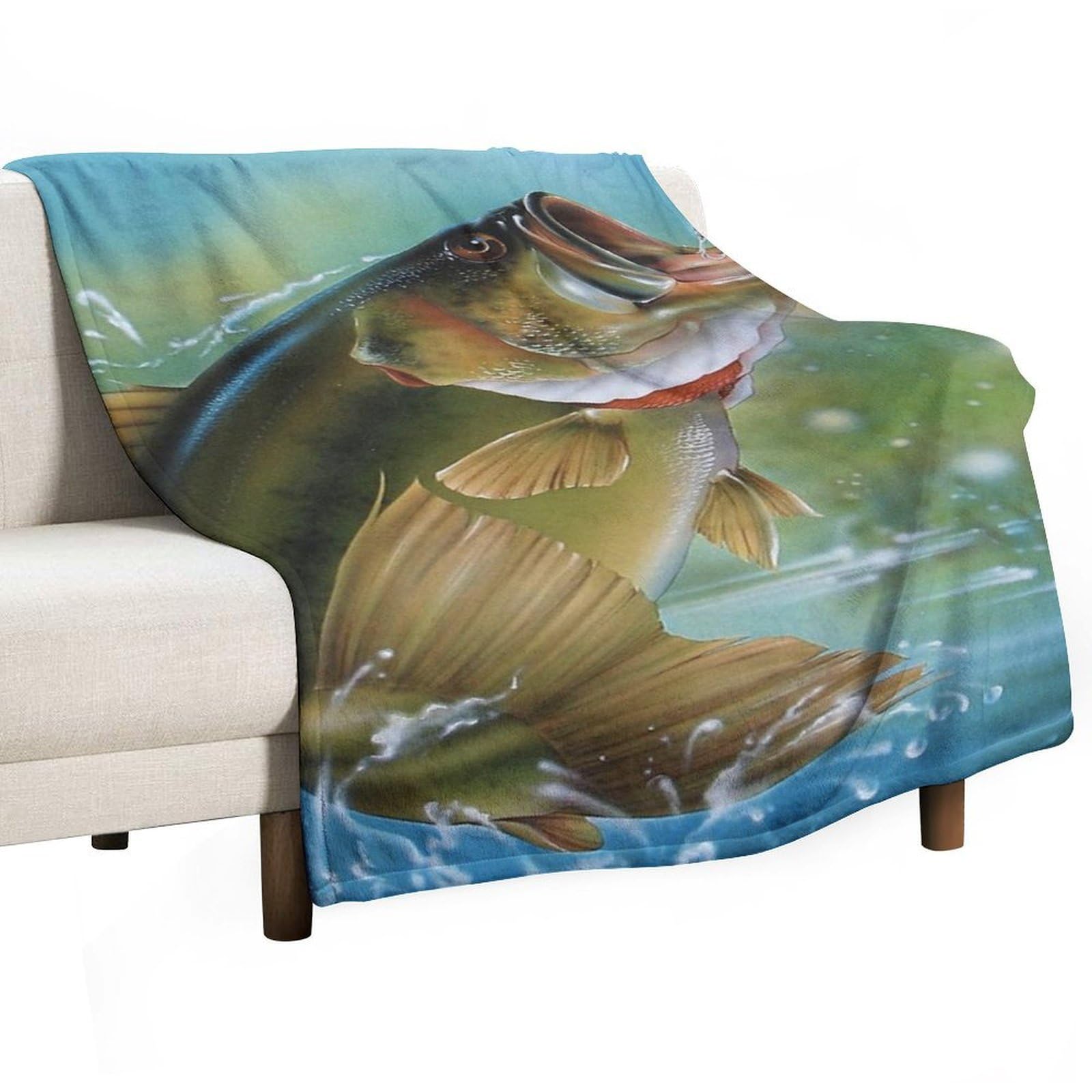 Cgsbngha Style Bass Fishing Flannel Fleece Blanket Lightweight Soft Throw Blankets For Sofa Couch Bed Chair