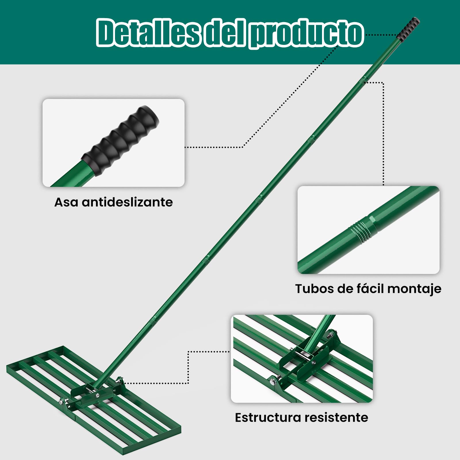 HYCHIKA BETTER TOOLS FOR BETTER LIFE - Rastrillo nivelador de césped