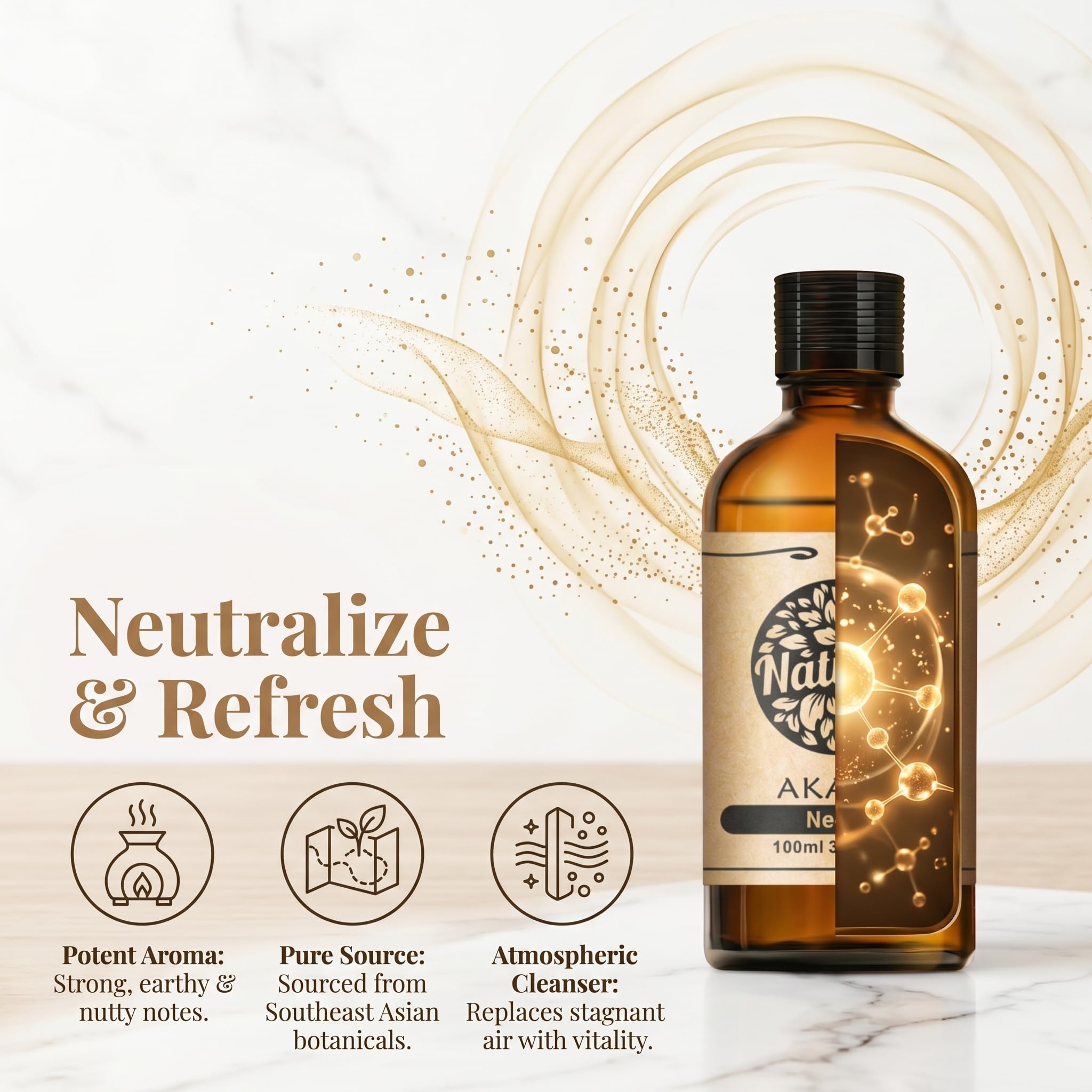 AKARZ 100ml Olejek esencjny z Neemu - Naturalny olejek aromatyczny do dyfuzorów, lamp aromatycznych i aromatów pomieszczeń