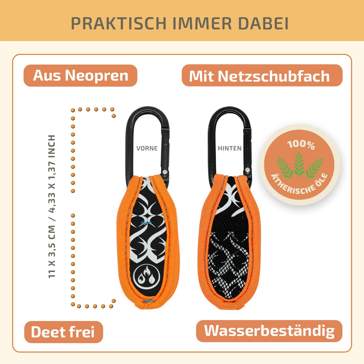 OLLEENO® Mückenschutz Clip Moskito Insektenschutz Anhänger für Outdoor Camping Wandern Sport Anti Mücken Clip aus Neopren (4 Stück + 4 Nachfüll-Pellets)