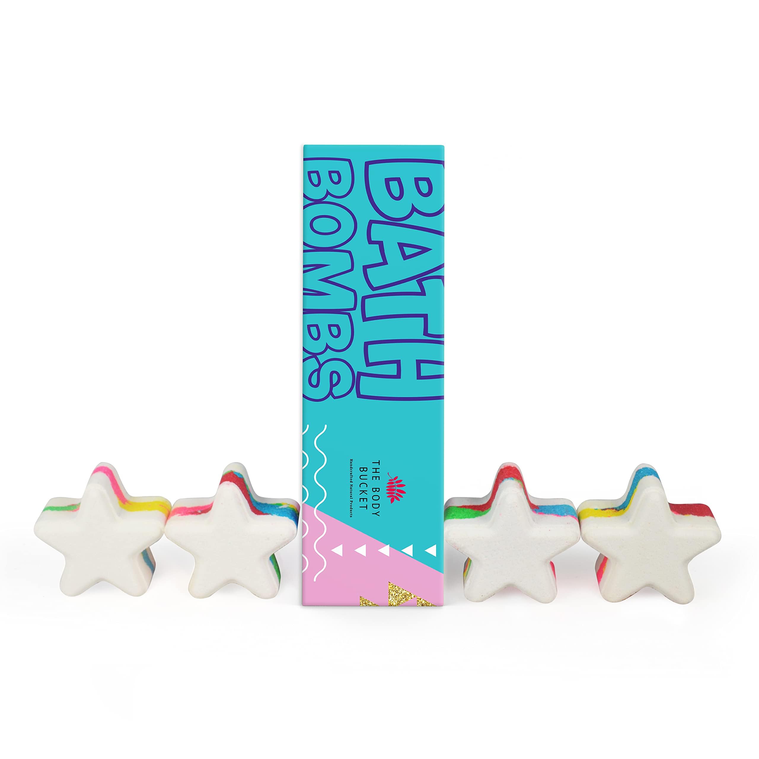 Rainbow Star Shaped Bath Bomb | Handcrafted 5 Rainbow Colour inside Bath Bomb for Calming