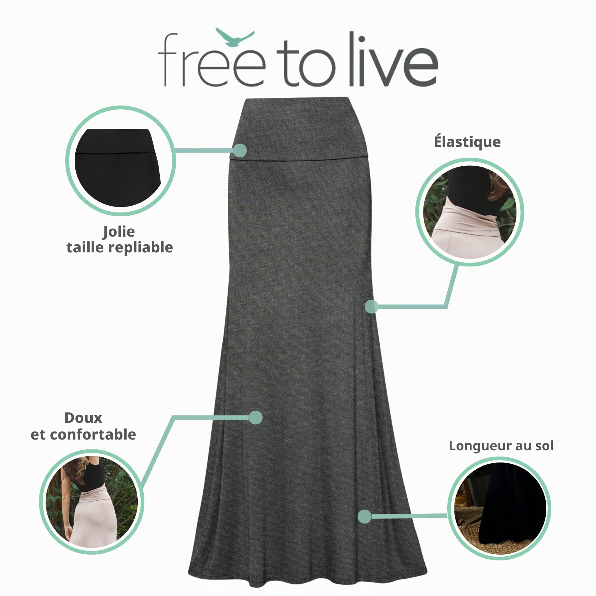 Free to Live Classique Jupe Femme (Lot de 3)