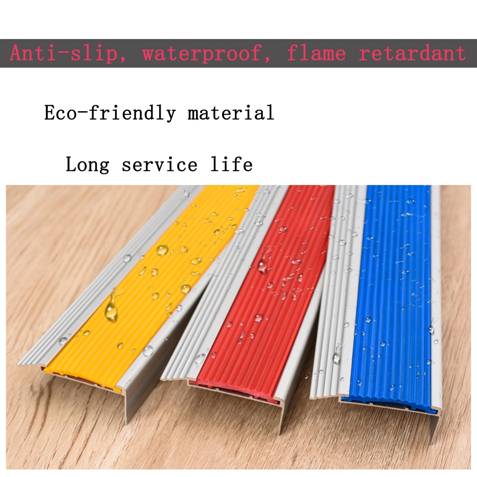 Perfil Integral De Borde Escalonado En Forma De L, Aluminio Perfil De Borde De Escalón, Tiras Antideslizantes para Peldaños, Proceso De Anodizado, Doble Antideslizante, Apto para Guarderías, Hoteles (