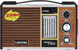 راديو عالي الحساسية بنظام تشغيل مزدوج تيار متردد / تيار مستمر AC / DC، يدعم 11 نطاقًا راديو اف ام / MW / SW1-9، مزود بمدخل سماعة وحزام يد للحمل بسهولة – موديل LT-2009