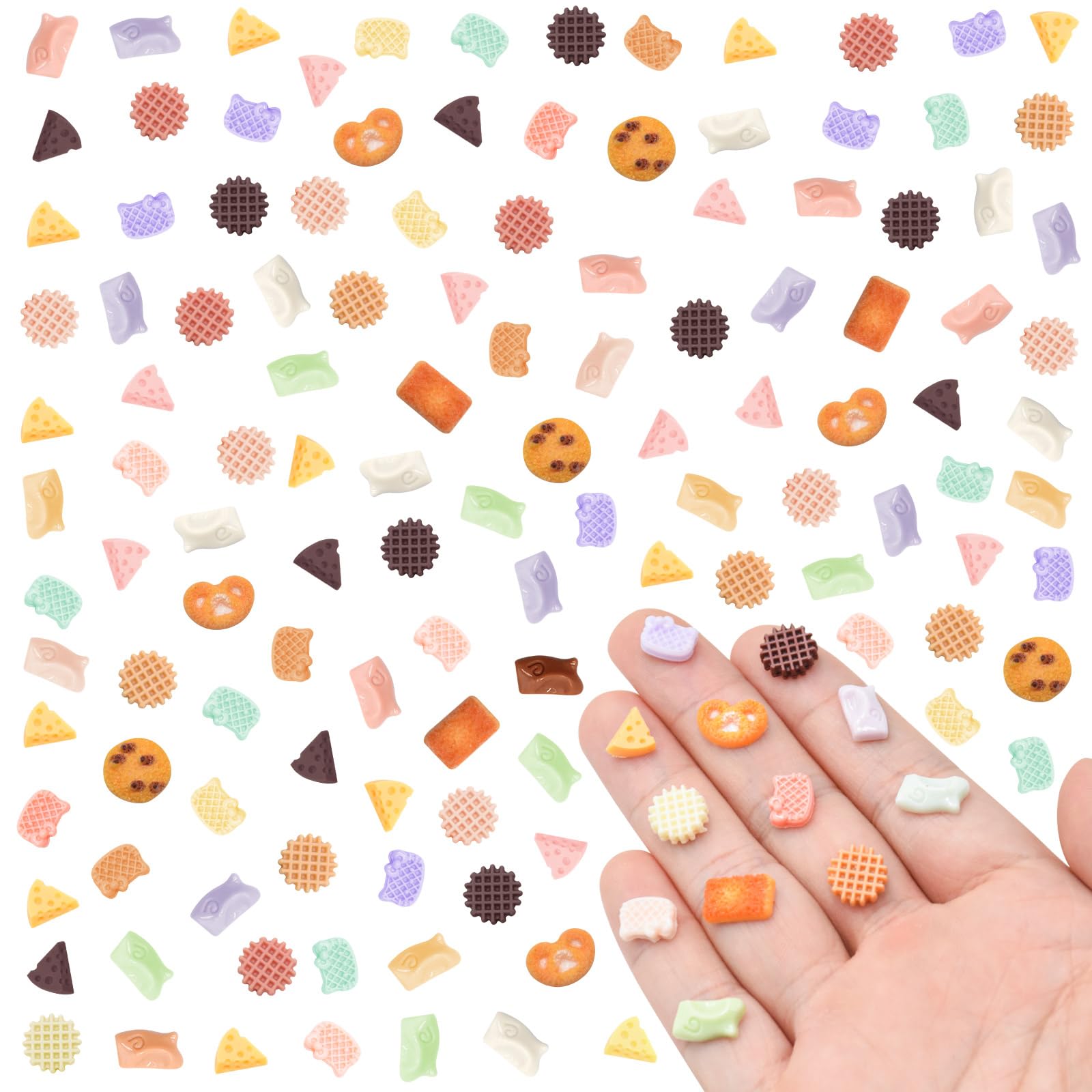 WOZADU 300 PCS Mini Resin Cookie Series Figurines for Crafts Luminous Tiny Resin Dessert Baking Food Miniature Things for Dollhouse Fairy Garden Micro