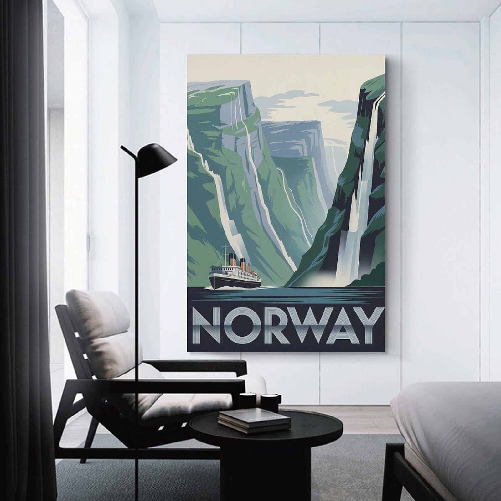 Junmoney Room Decor Wall Art Norway Travel, 16x24inch(40x60cm), for Home Office, Desk Area Or Studio, An Interior Accent for Desk Areas