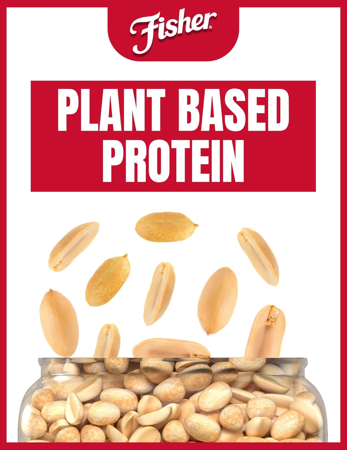 Fisher Oven Roasted Never Fried Peanuts, 24 Ounces (Pack of 6), Snacks for Adults, Made With Sea Salt, No Added Oils, Artificial Ingredients or Preservatives, Gluten Free, Vegan Protein, Bulk ​