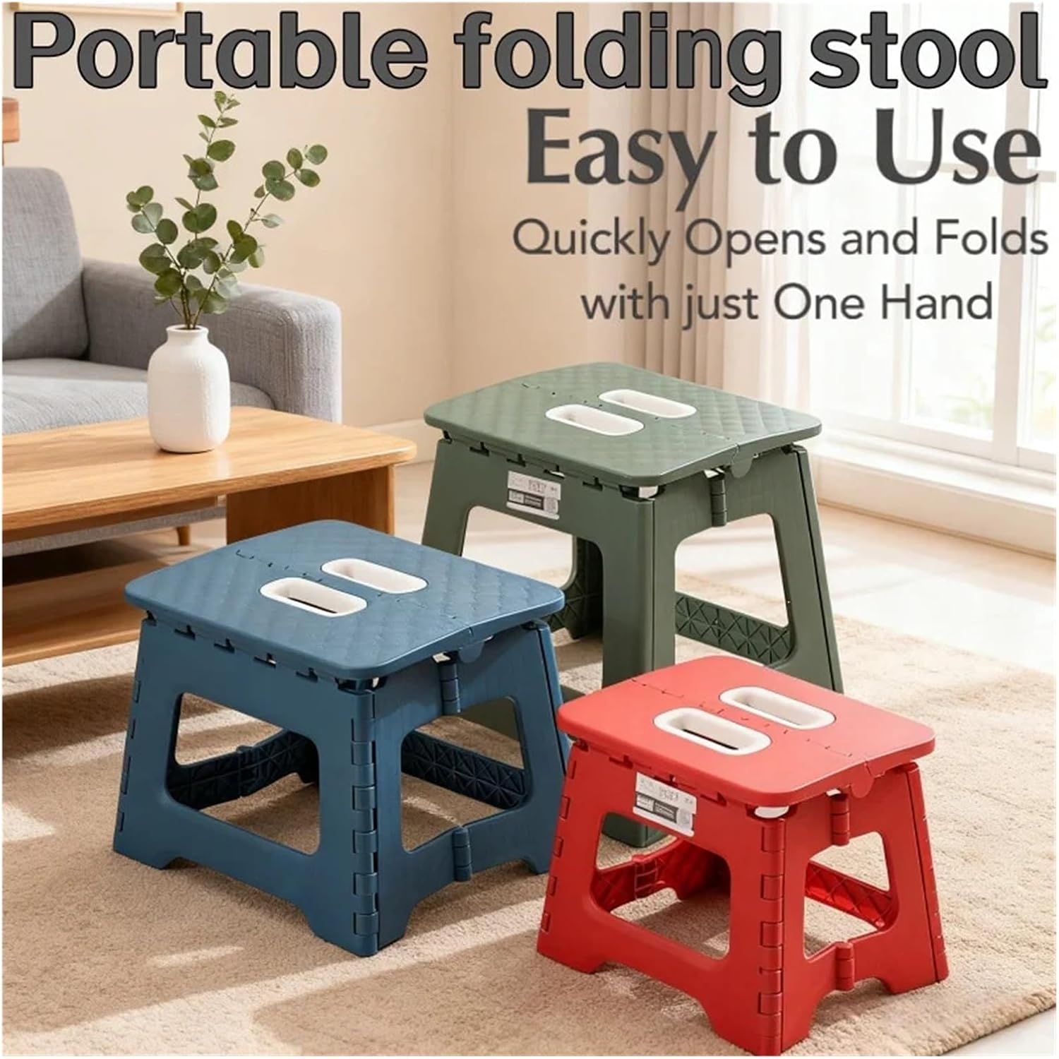 Folding Step Stool Bathroom Non-Slip Design Compact Foldable for Bedroom Kitchen Outdoor Fishing Chair(Blue)