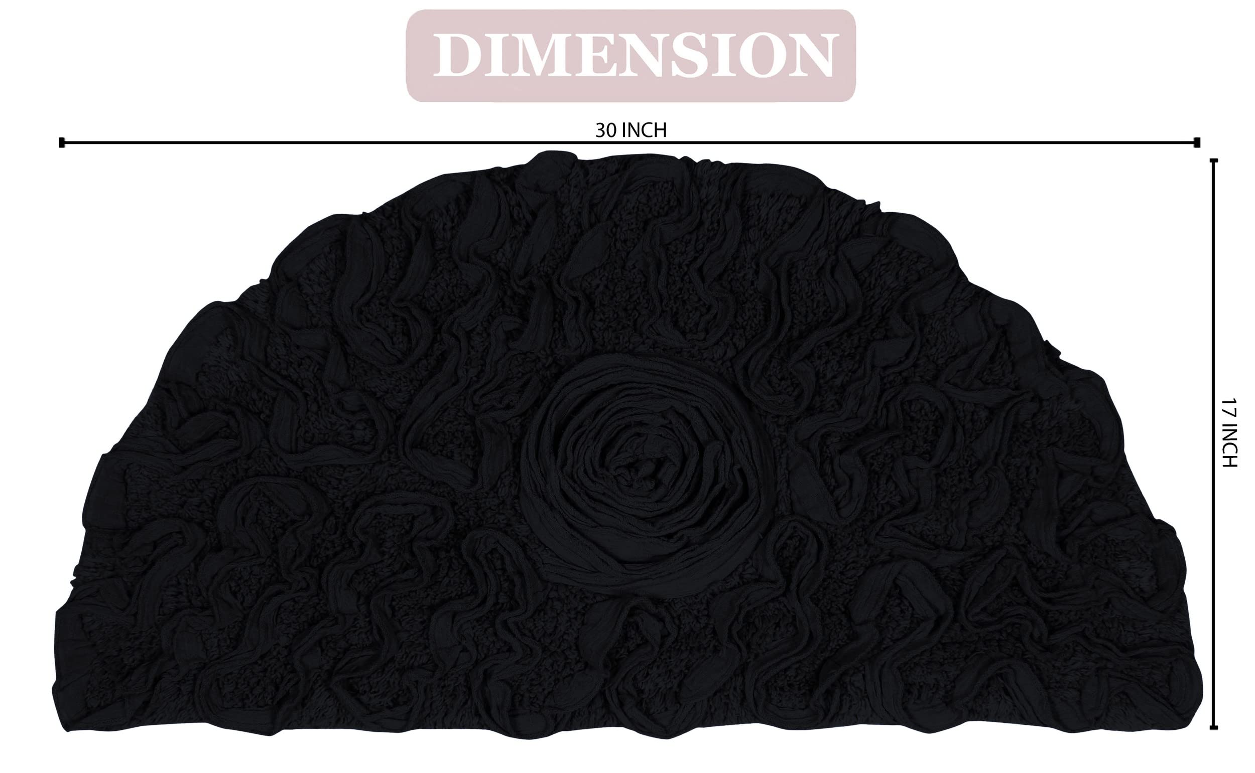 Home Weavers Bell Flower Collection Soft Absorbent Cotton, Machine Washable and Dry Slice Rug, 17"x30", Black