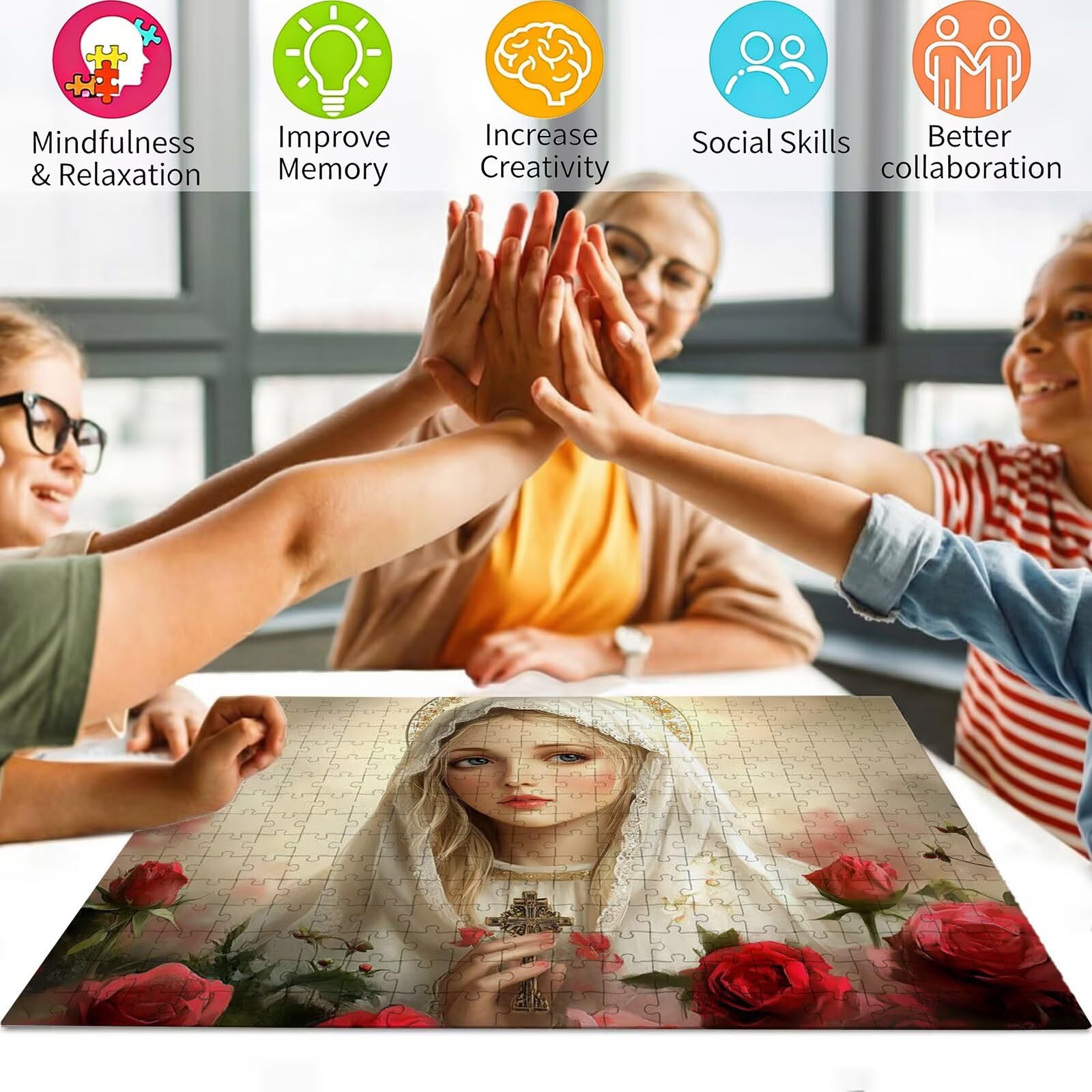 Anmut Puzzle 1500 elementów, trudne puzzle, drewniane puzzle dla całej rodziny, zestaw "zrób to sam", dla dorosłych, nadają się jako dekoracja ścienna i prezenty dla kobiet, temat: kobieta 8p-815