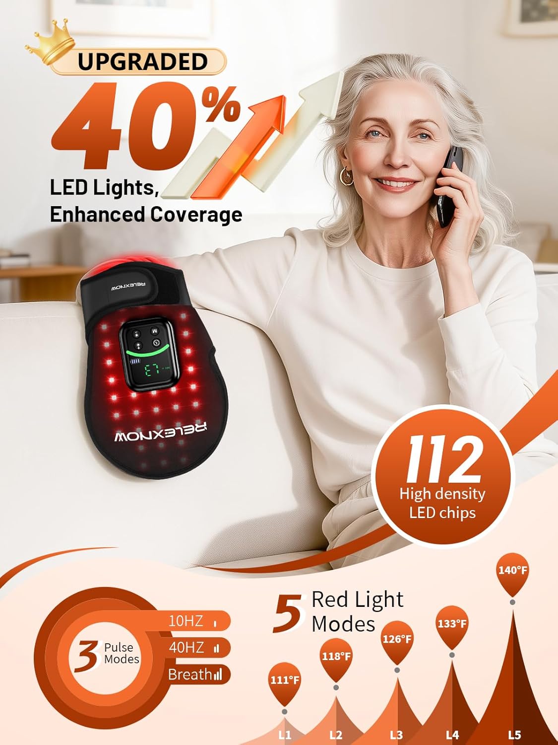 Cordless Red Light Therapy Glove for Hand, 5 Modes 5000mAh Controller Infrared Light Glove with 112 Beads, Timer & Pulse Modes, 660nm & 850nm Infrared Light Therapy Device for Hand Fingers Wrist