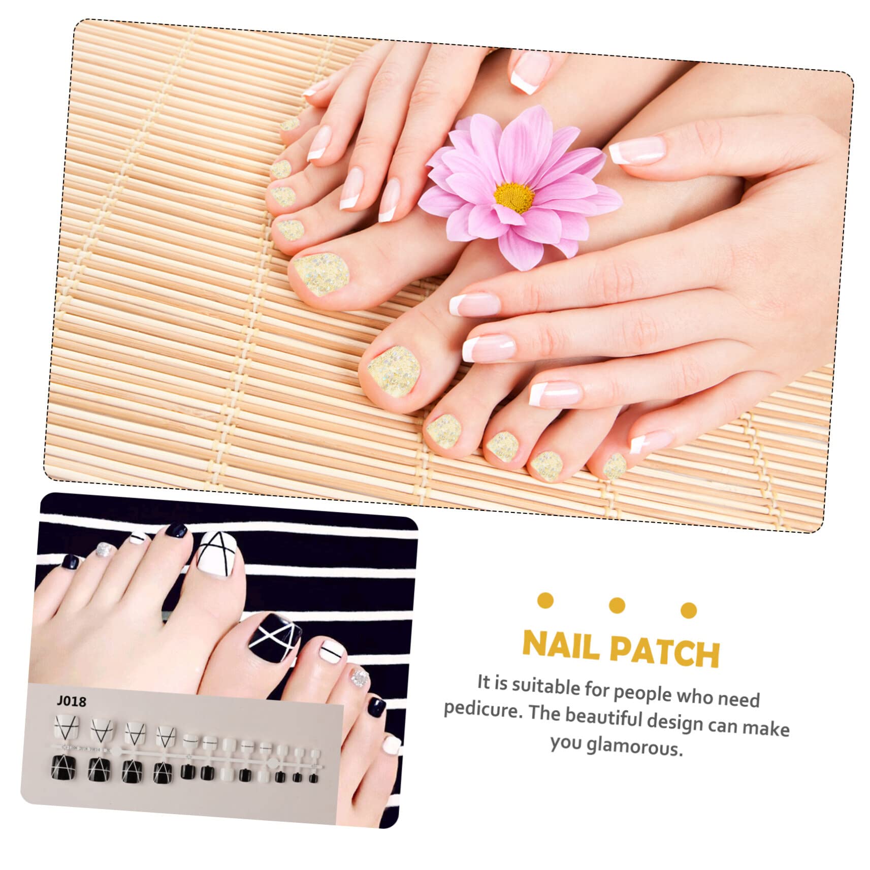 FRCOLOR 25sets Press Toenails Unghie Artificiali Per Piedi Facili Da Applicare Per Eventi Feste e Manicure Fai Da Te